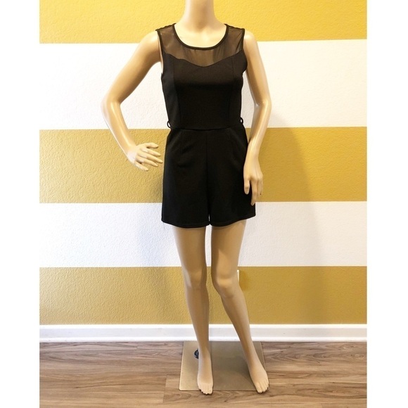 Foreign Exchange black sheer panel romper - Picture 1 of 9